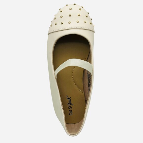 Toddler Girls' Ballet Flats Studded Toe Slip On Gold Beads Cat & Jack Size 9 - Picture 4 of 5
